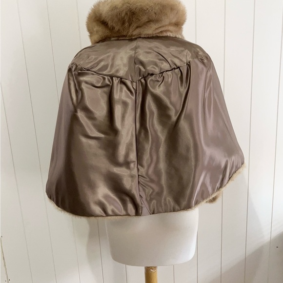 Vintage Mink  fur Shawl jacket vest size M Tan - Picture 9 of 14
